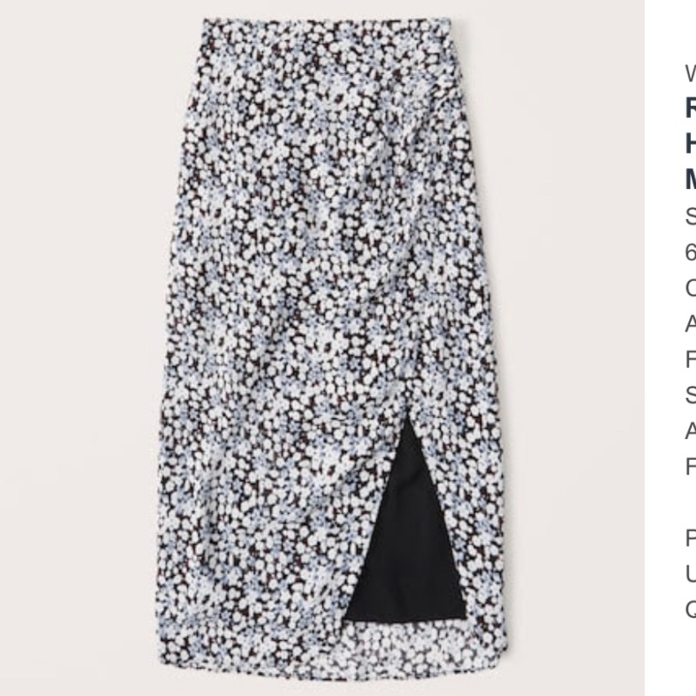 Ruched High-Slit Midi Skirt